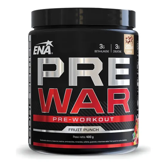 Pre War 400g Ena Sport - Energizante Pre Entrenamient Sabor Fruit punch