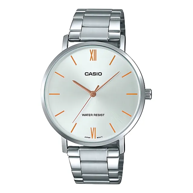 Reloj pulsera Casio MTP-VT01 con correa de acero inoxidable color plateado