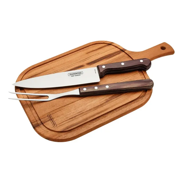Kit Asado 3 Piezas (tabla + Cuchillo + Trinche) - Tramontina