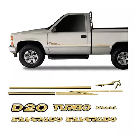 Kit Adesivos Resinados Silverado D20 98/06 E Faixa Lateral