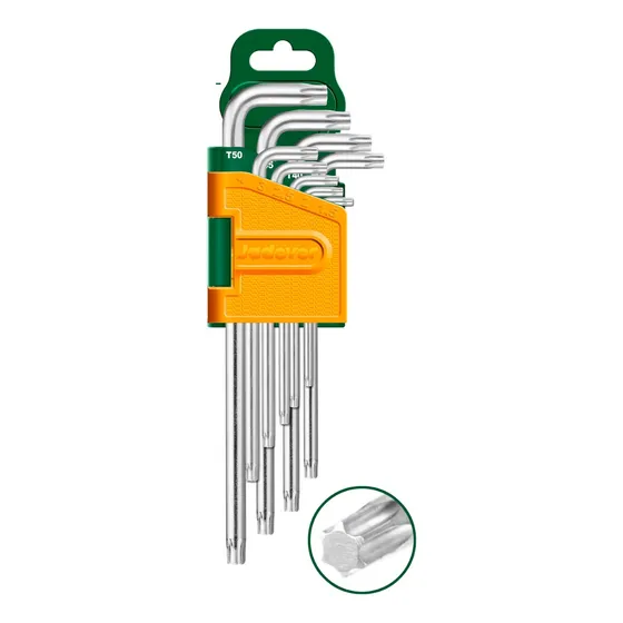 Juego De Llaves Torx Brazo Largo 9 Piezas Jadever Jdhk3291 Color Plateado