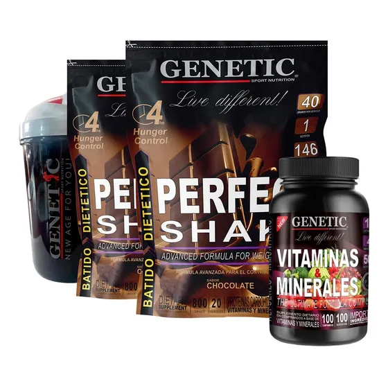 Reemplaza Comidas Perfect Shake 40srv Vitaminas Vaso Genetic