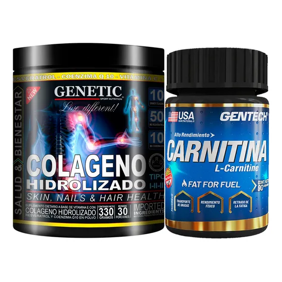 Rápido Quemador Carnitina Colageno Vit E C Resverat Genetic