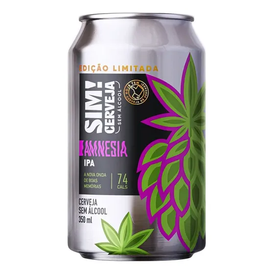 Cerveja Artesanal Sem Alcool Sim! Amnesia American IPA Lata 350ml