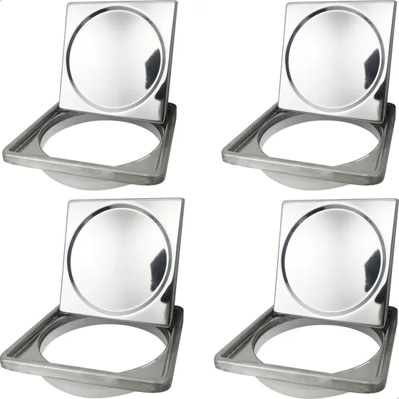 4 Tampa Cega E Porta Grelha 15x15 Inox Caixilho Suporte Ralo
