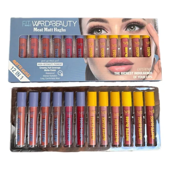 Pack Nude 12 Labiales Matte Larga Duración A Prueba De Agua