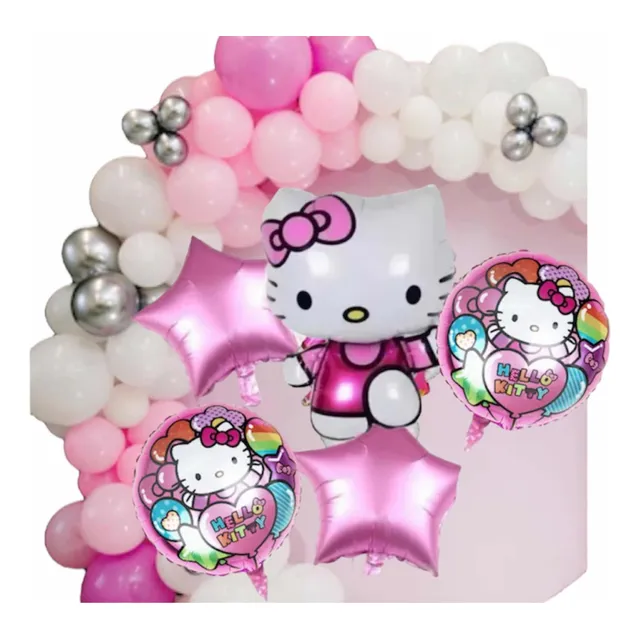 Pack 115 Globos Kitty Incluye Muñeca 70 Cm