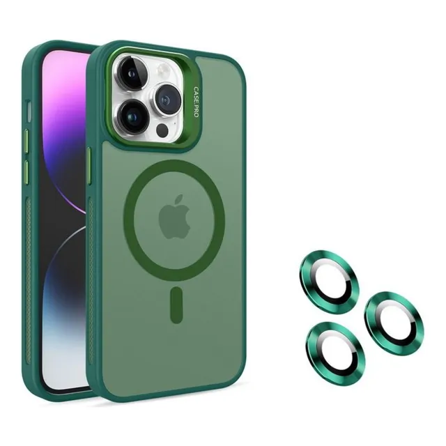 Estuche Matte Carga Compatible Con iPhone + Aros De Cámara