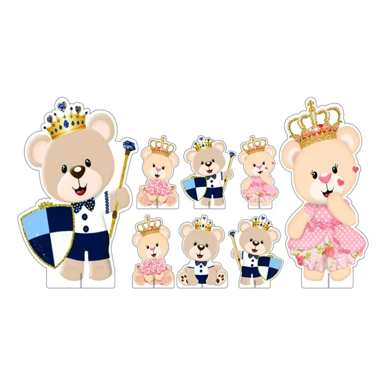 Kit Display Chão + Mesa Festa Urso E Ursa - Chá Revelação