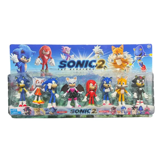 Kit 8 Bonecos Sonic Knuckles Shadow Infantil Brinquedo