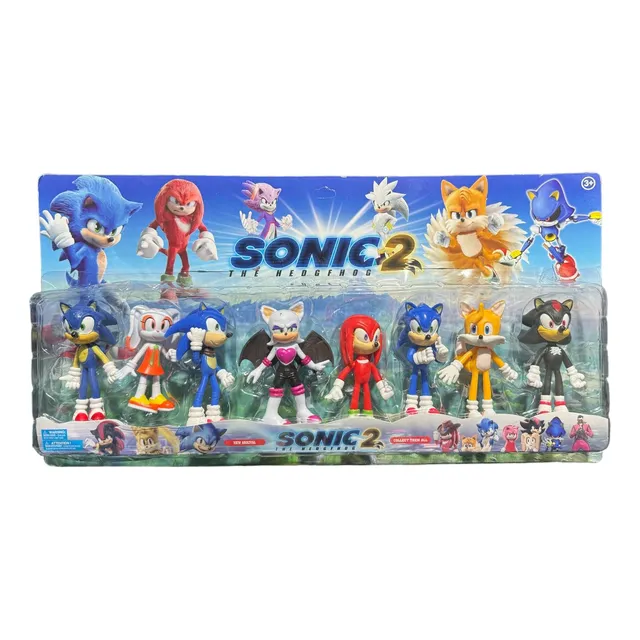 Kit 8 Bonecos Sonic Knuckles Shadow Infantil Brinquedo