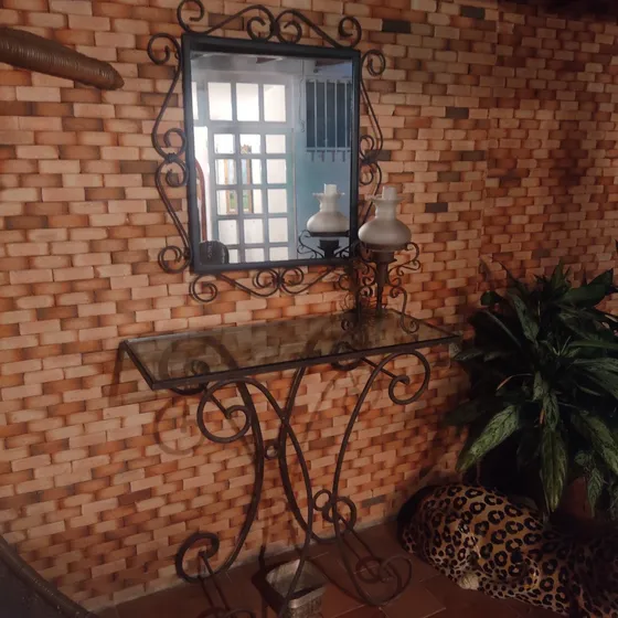  Mueble De Jardín,mueble De Hierro Forjado Y Vidrio