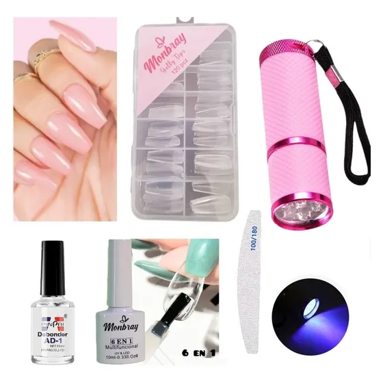 Kit Básico Para Uñas Jelly Tips Pega Manicure Uñas Express 
