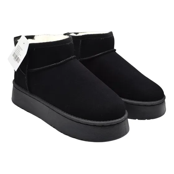 Pantu-botas Zapatos Forradas Negras Altas