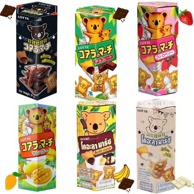 Kit 6 Caixas Biscoito Koala Chocolate Japonês Doce 37g