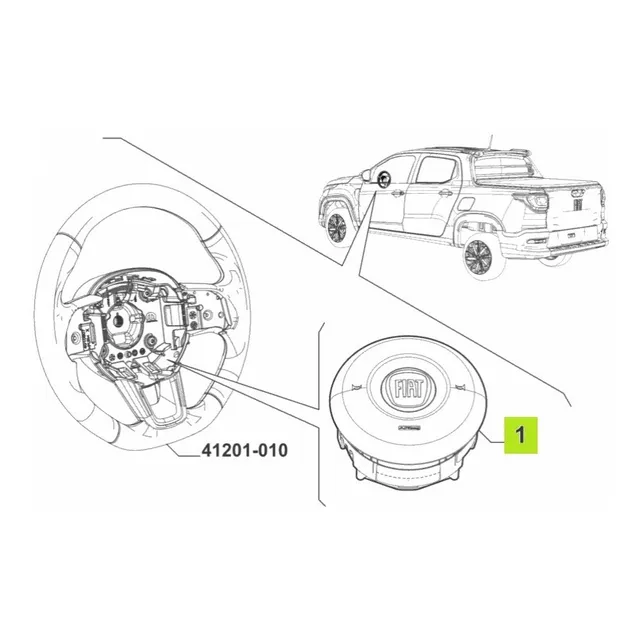 Airbag Conductor -original- Fiat Strada Freedom 1.4cc 2020-