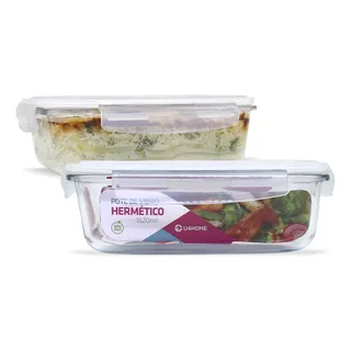 Conjunto 2 Pote Grande Vidro Hermética Marmita Tampa 1520ml Conjunto 2 Pote Grande Vidro Hermética Marmita Tampa 1520ml