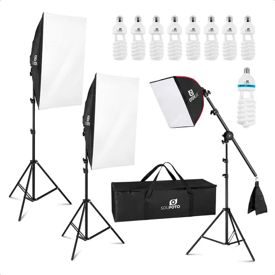 Kit Softbox Com Girafinha E 9 Lâmpadas Completo Foto E Video