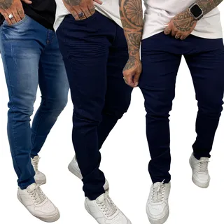 Kit 3 Calças Jeans Skinny Slim Tradicional Masculina Lycra Kit 3 Calças Jeans Skinny Slim Tradicional Masculina Lycra