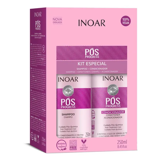 Shampoo e Condicionador Inoar Duo em garrafa de 500mL de 500g pacotes