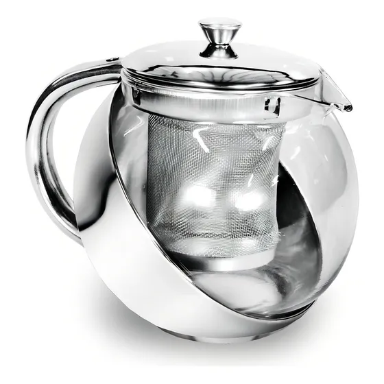Chaleira De Vidro Revestida Com Infusor Inox Jarra 700 Ml Cor Cinza