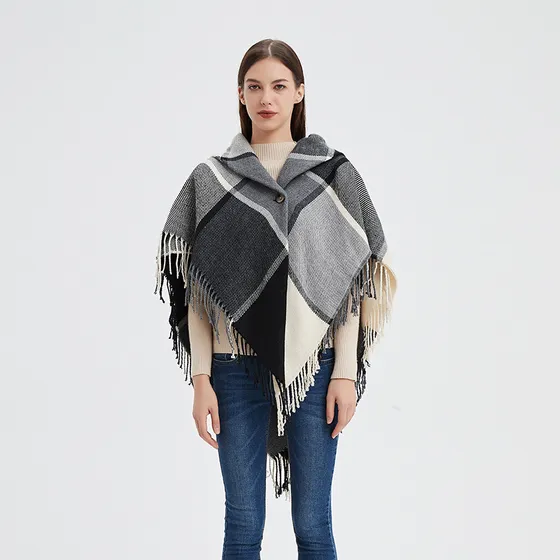 Poncho Capa Para Mujer Calientito Borla Sueter Para Invierno