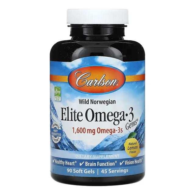 Carlson Labs Elite Omega 3 1600 Mg 90 Softgels Sabor Limón