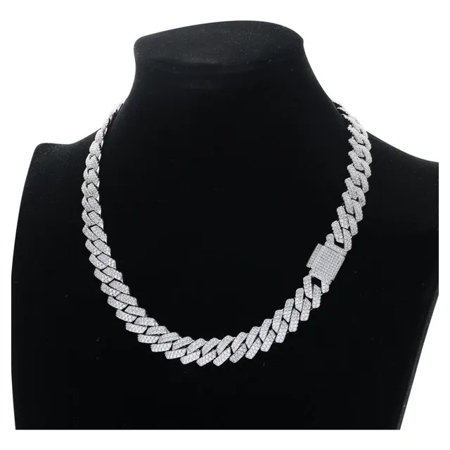 Cadena Estilo Cubana De Acero Inoxidable Con Incrustaciónes