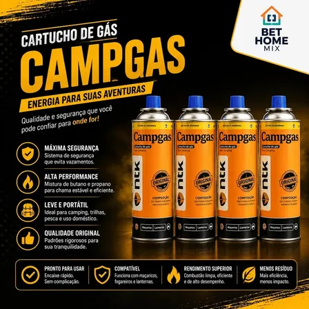 Kit Camping Gás De Maçarico Fogareiro 4 Latas Refil Ntk 227g Laranja
