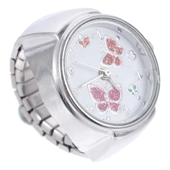 Anillo Reloj De Dedo Vintage Pequeño Para Mujeres Niñas Plat