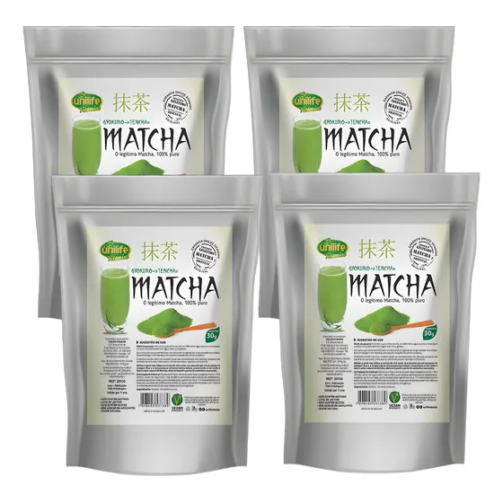 Kit 4 Sachês (120g) Matcha Em Pó Chá Puro Original Unilife