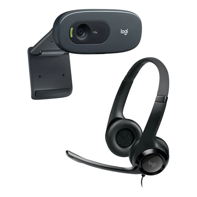 Kit Logitech Audífonos Usb H390 + Cámara Web C270 Hd Negro