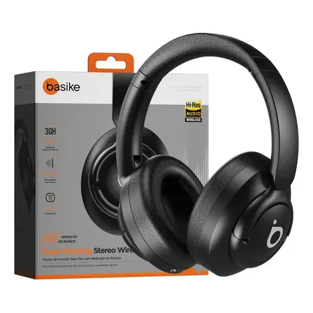 Fone de Ouvido Bluetooth Basike com Cancelamento de Ruído e Microfone para Chamadas – Bateria de 30 Horas