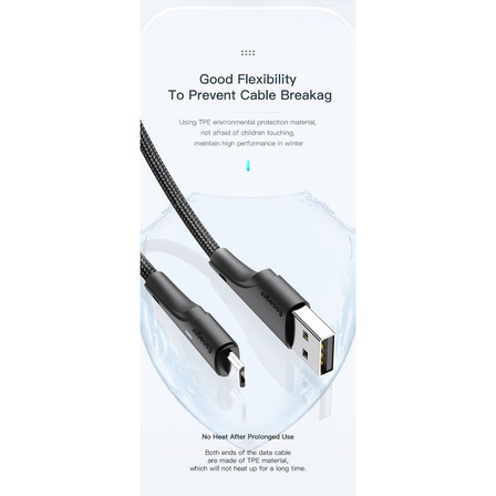 Cabo Carregador Micro Usb V8 Turbo 3a Essager 3 M Reforçado Cor Preto Cabo Carregador Micro Usb V8 Turbo 3a Essager 3 M Reforçado Cor Preto