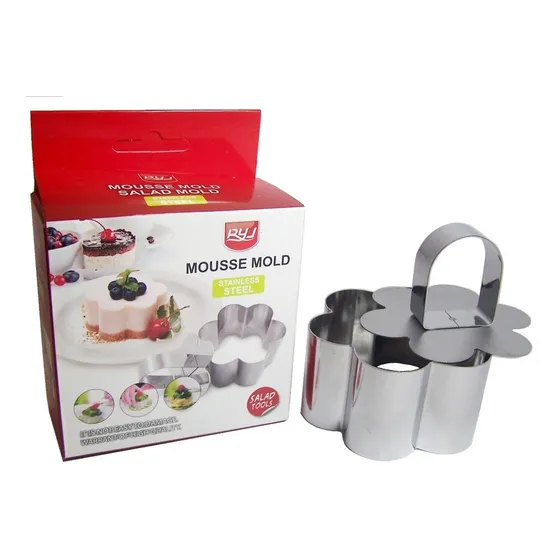 Molde Mousse Set 5 Piezas Ensaladas Reposteria Inoxidable 