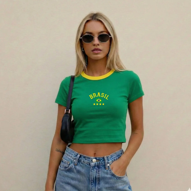 Camiseta Cropped Copa Brasil Look Moderno