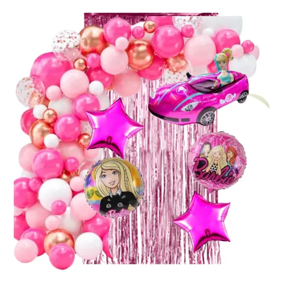 Combo Globos Cumpleaños Barbie Muñeca Kit Completo