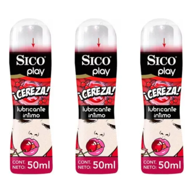 Lubricante Intimo Sico Play Cereza 50ml Pack 3pz