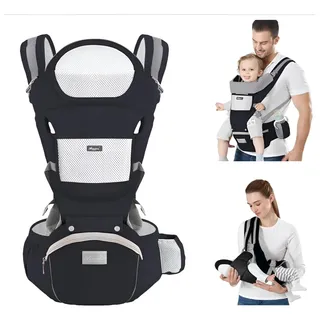 Canguru Porta Bebê Ergonômico 7 Em 1 Com Apoio De Cintura Preto