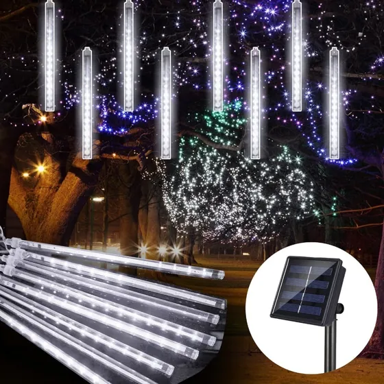 Luces Led Lagrima Meteoro X 8 Decoracion Navidad Blanca