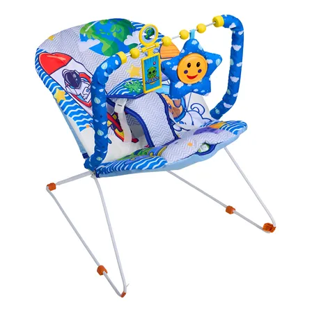Cadeira Descanso Bebê Musical Vibratória Space Maxi Baby Azul-claro Florido