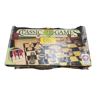 Jogo De Tabuleiro Classic 3 Games Caixa Madeira Raro Estrela Jogo De Tabuleiro Classic 3 Games Caixa Madeira Raro Estrela