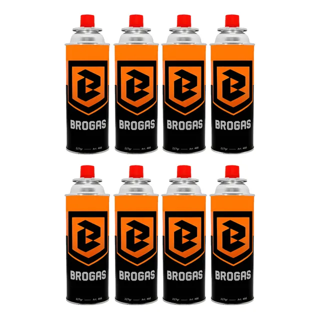 Cartucho Gas Butano Camping Brogas Pack X8 Descartable 227gr