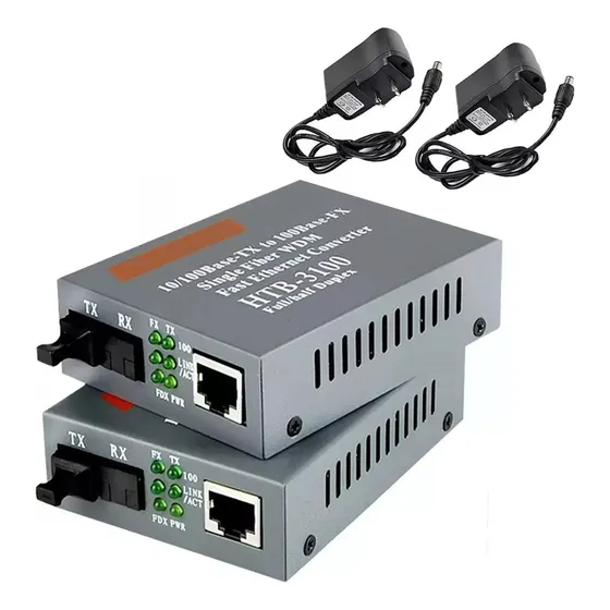 Convertidor De Medios De Fibra Óptica 100mb Sc 25km 1par