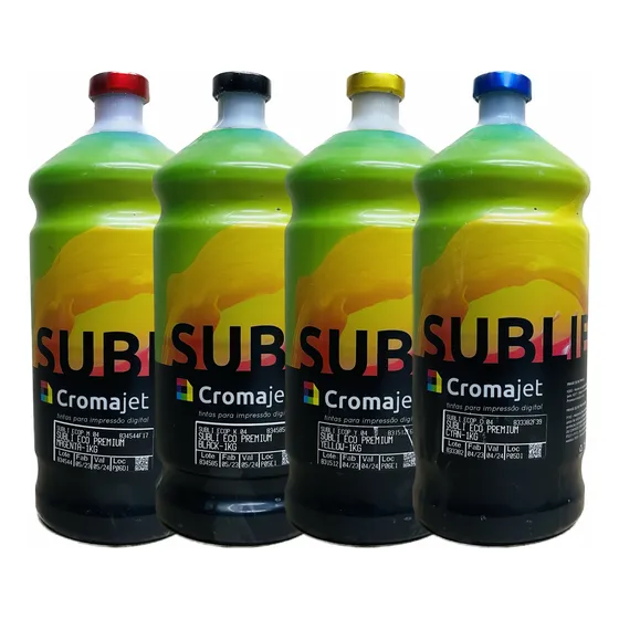 Kit 4 Tinta Sublimatica Cromajet Premium Litro - Fremplast