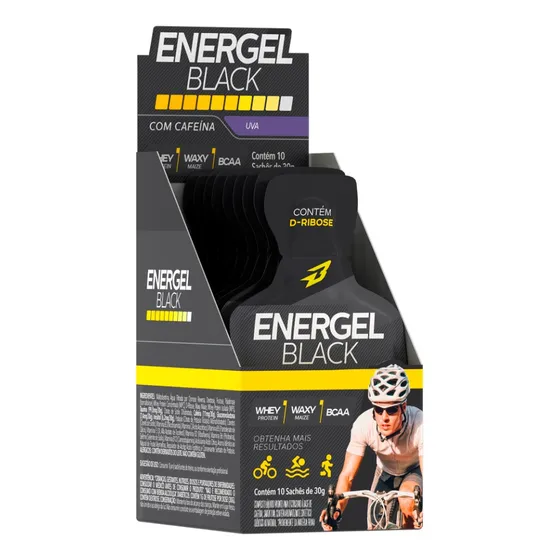 Gel Energel Black Cx 10 Sachês - Bodyaction Sabor Uva