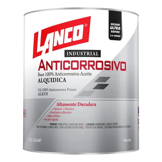 Anti Oxido Industrial 1/4gl Lanco Acabado Semibrillo Color Blanco