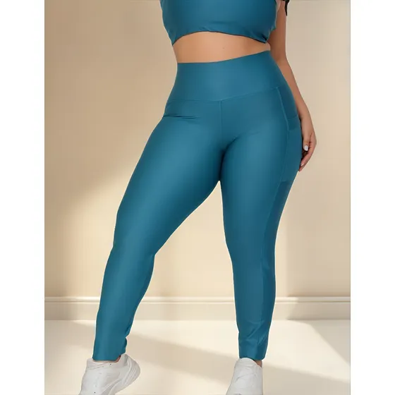 Calça Legging Academia Cós Alto Modela Corpo Blackout