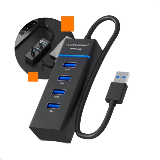 Polaris Shop Hub Usb 3.0 5 Gbps 4 Portas Ports Switch Para Impressora Teclado Mouse Multimídia Pen Drive Hd Externo Cabo Adaptador Extensor Várias Entrada Usb Para Notebook Pc Computador De Mesa