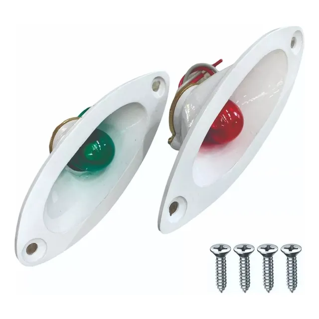 Faros De Proa Tipo Ojo De Gato Metalico Rojo Y Verde Nautica
